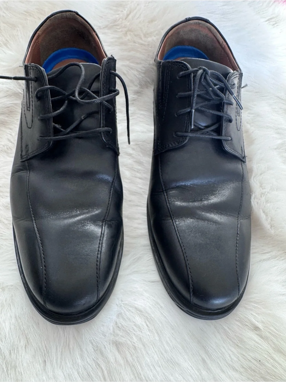 Clarks Black Leather Lace-Up Oxford Dress Shoes